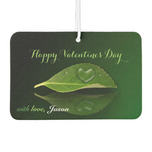 Lovely Heart-Shaped Water Droplet on Leaf Car Air Freshener