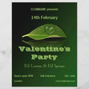 Lovely Heart-Shaped Water Droplet on Leaf Party Flyer