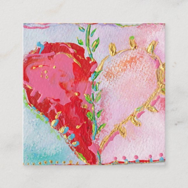 Lovely Heart Square Business Card (Front)