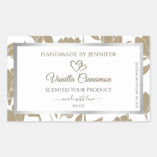 Lovely Hearts Beige and White Floral Product Label