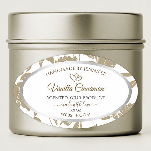 Lovely Hearts Beige and White Floral Product Label