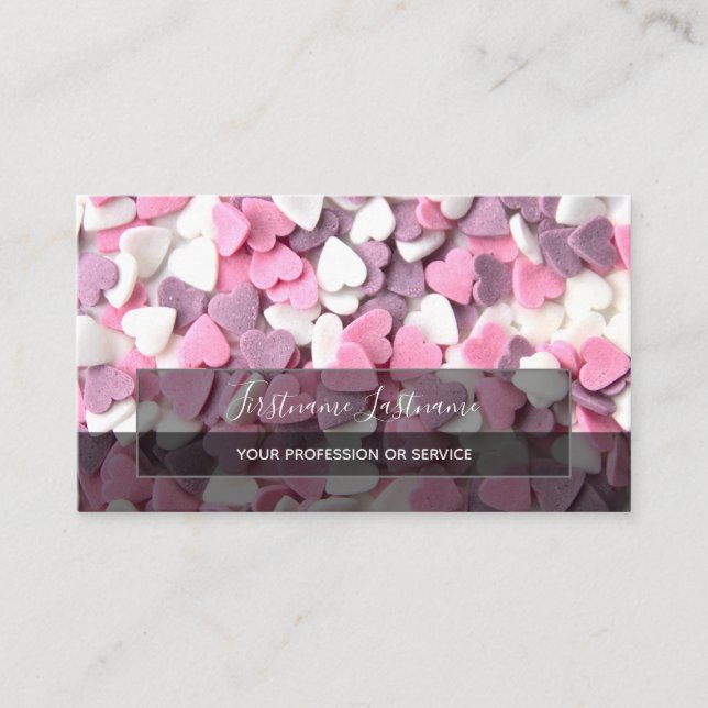 Lovely hearts elegant rectangles semi-transparent  business card (Front)