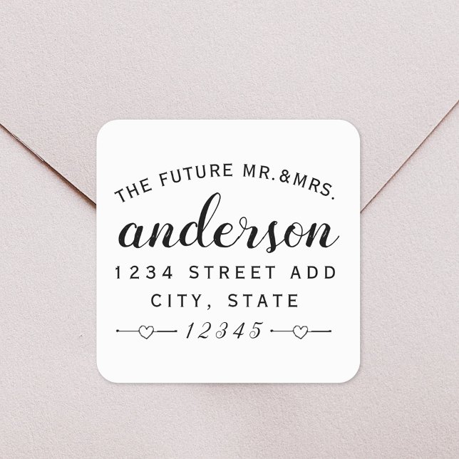 Lovely Hearts Future Mr and Mrs Wedding Address Square Sticker (Creator Uploaded)