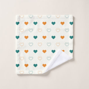 Lovely hearts / green orange cream bath towel set