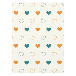 Lovely hearts / green orange cream tablecloth