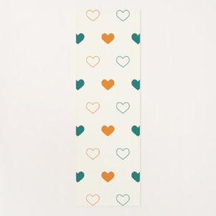 Lovely hearts / green orange cream yoga mat
