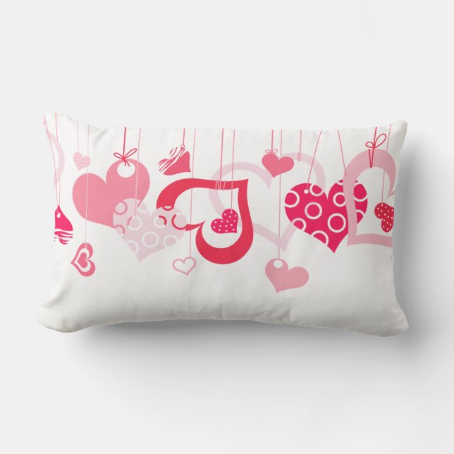 Lovely Hearts Hanging Valentine Cute Throw Pillow (Front)