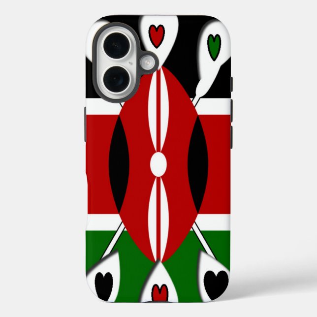 Lovely Hearts Kenya: Flag Art Motif Case-Mate iPhone Case (Back)