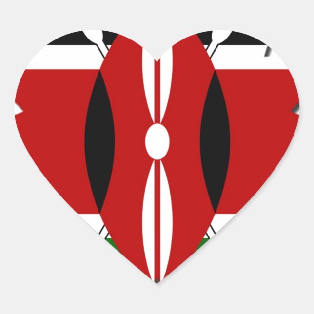 Lovely Hearts Kenya: Flag Art Motif Heart Sticker (Front)
