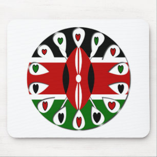Lovely Hearts Kenya: Flag Art Motif Mouse Mat