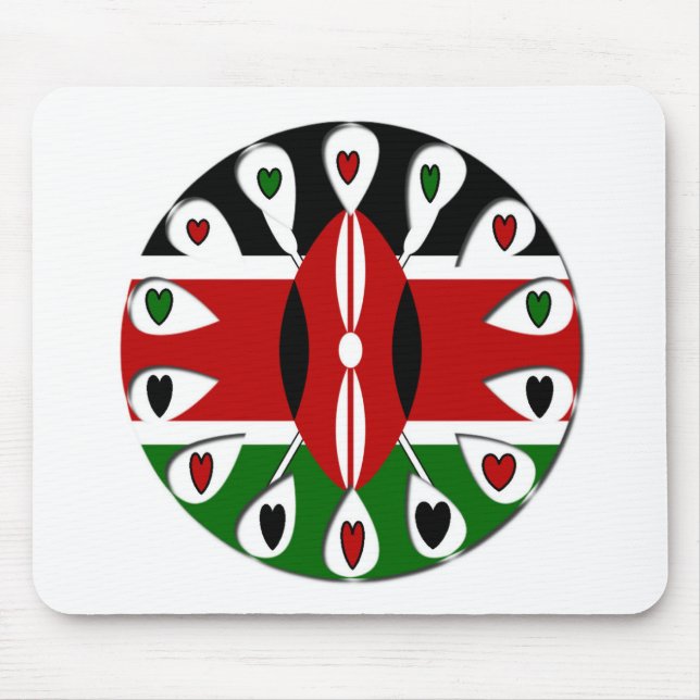 Lovely Hearts Kenya: Flag Art Motif Mouse Mat (Front)