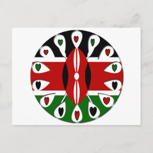 Lovely Hearts Kenya: Flag Art Motif Postcard