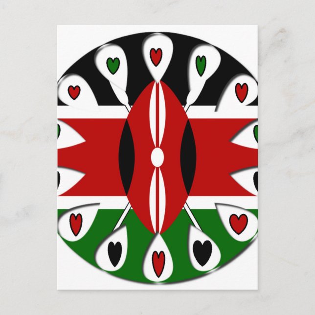 Lovely Hearts Kenya: Flag Art Motif Postcard (Front)