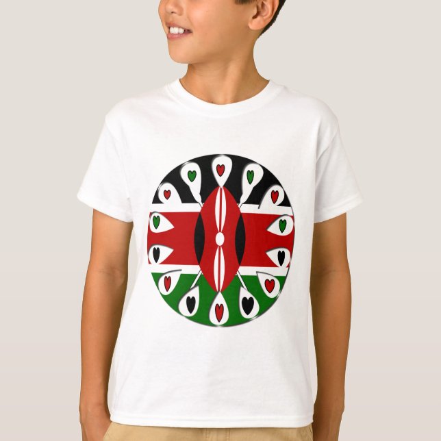 Lovely Hearts Kenya: Flag Art Motif T-Shirt (Front)