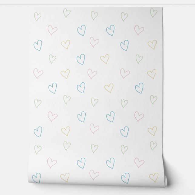 Lovely hearts pattern - Shower Curtain - Large Wallpaper (Unrolling)