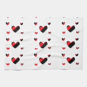 Lovely hearts pattern tea towel