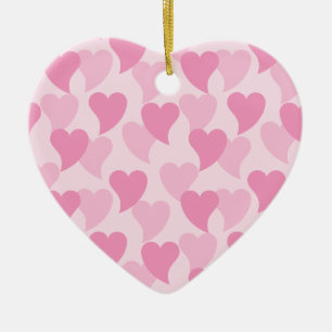 Lovely Hearts Seamless Pattern Ceramic Tree Decoration