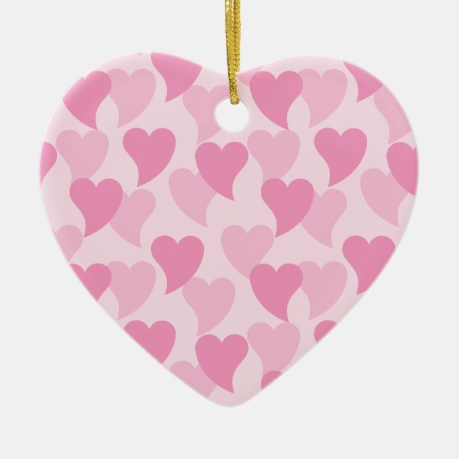 Lovely Hearts Seamless Pattern Ceramic Tree Decoration (Front)
