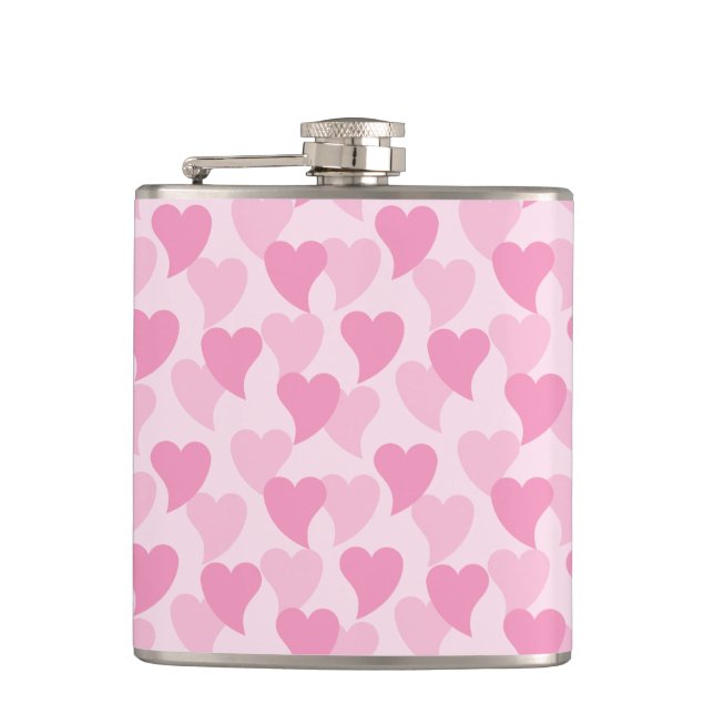 Lovely Hearts Seamless Pattern Hip Flask (Front)