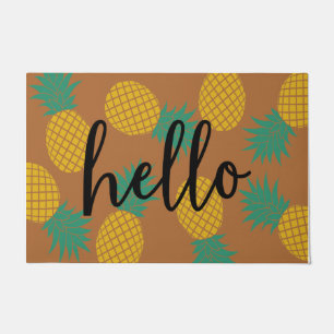 Lovely Hello Pineapples Mat, Cute Fruits Lover Doormat