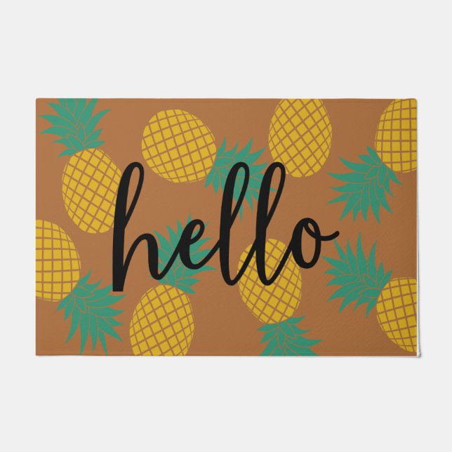 Lovely Hello Pineapples Mat, Cute Fruits Lover  Doormat (Front)