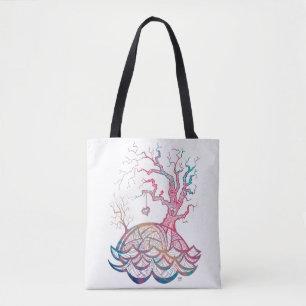 Lovely Hill Intricate Heart Tree illustration Tote Bag
