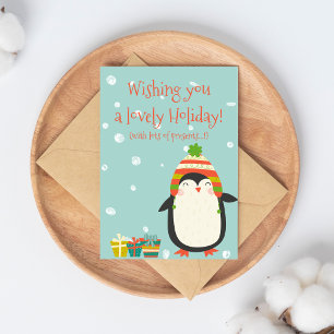 Lovely Holiday! Cute Penguin   Funny Christmas Postcard