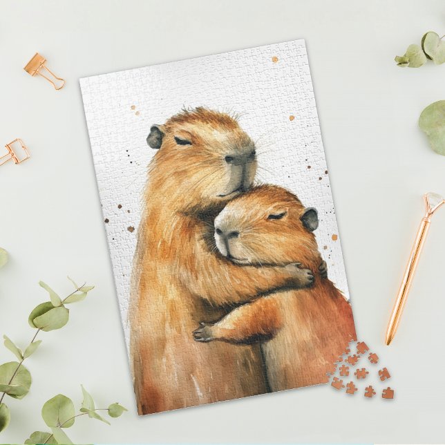 Lovely Hugging Capybara Couple Jigsaw Puzzle (Creator Uploaded)