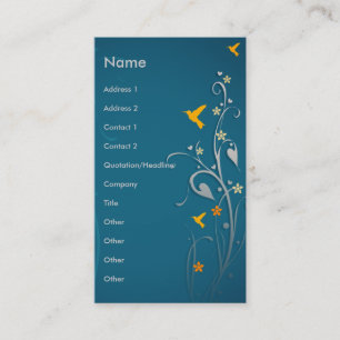 lovely hummingbirds and swirl flower design business card