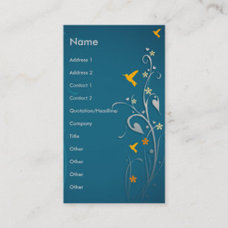 lovely hummingbirds and swirl flower design business card
