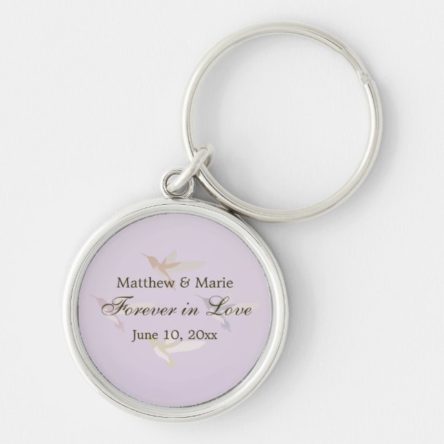Lovely Hummingbirds Wedding Forever in Love Key Ring (Front)
