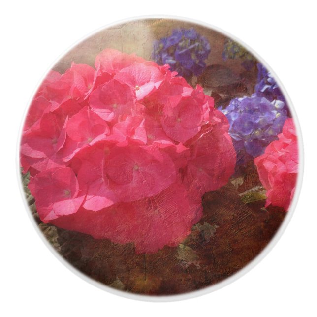 Lovely Hydrangea Ceramic Knob (Front)