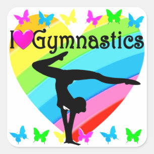 LOVELY I LOVE GYMNASTICS DESIGN SQUARE STICKER