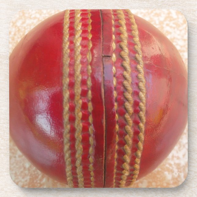Lovely International Cricket Red Leather Ball Coaster (Front)