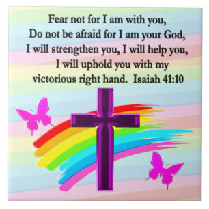 LOVELY ISAIAH 41:10 BIBLE VERSE DESIGN TILE
