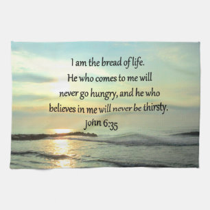 LOVELY JOHN 6:35 SUNRISE PHOTO DESIGN TEA TOWEL