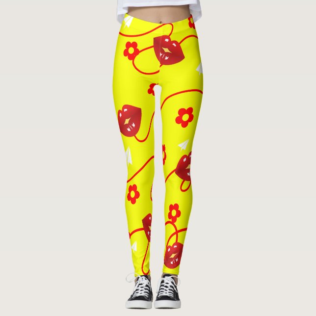 Lovely kisses all over design leggings (Front)