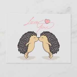 Lovely Kissing Hedgehogs Postcard