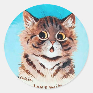 Lovely Kitten, Louis Wain Classic Round Sticker
