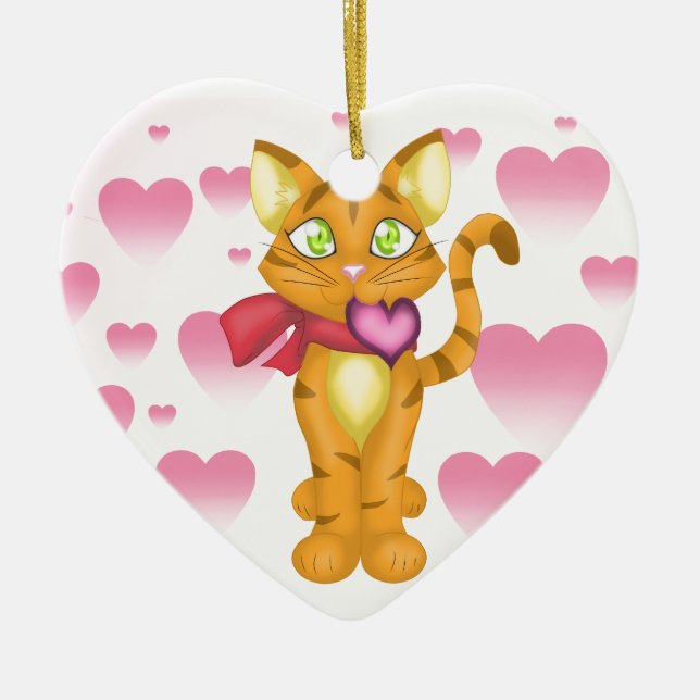 Lovely Kitty Ceramic Tree Decoration (Front)