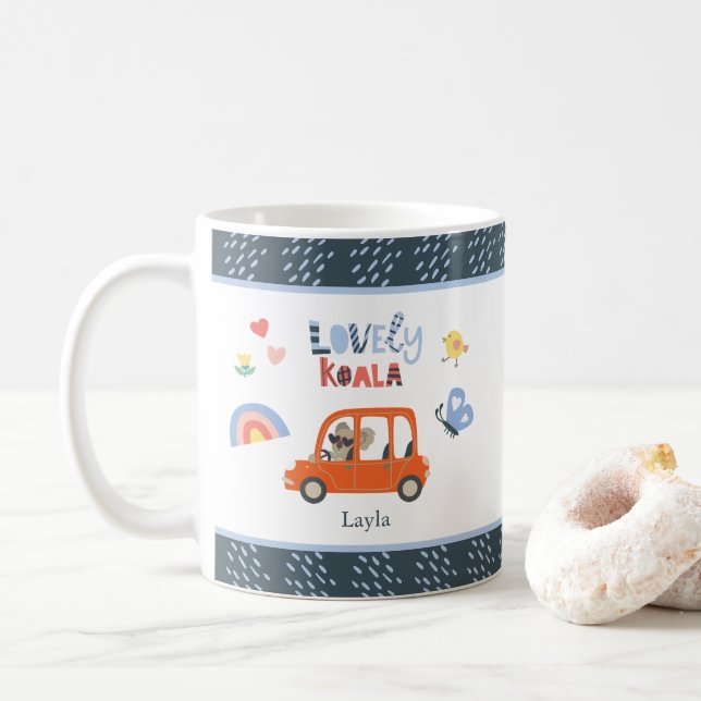 Lovely Koala Little Girl First Name Cute Animal Co Coffee Mug (With Donut)