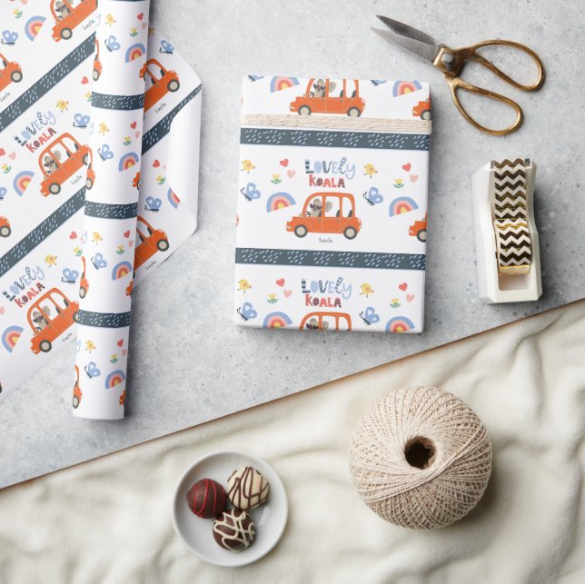 Lovely Koala Little Girl First Name Cute Animal Wrapping Paper (Crafts)