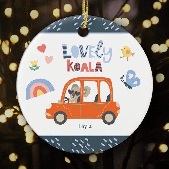Lovely Koala Little Girl First Name Cute Christmas Ceramic Tree Decoration (Creator Uploaded)