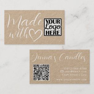 Lovely Kraft Paper Made With Love  Logo QR-Code  Business Card