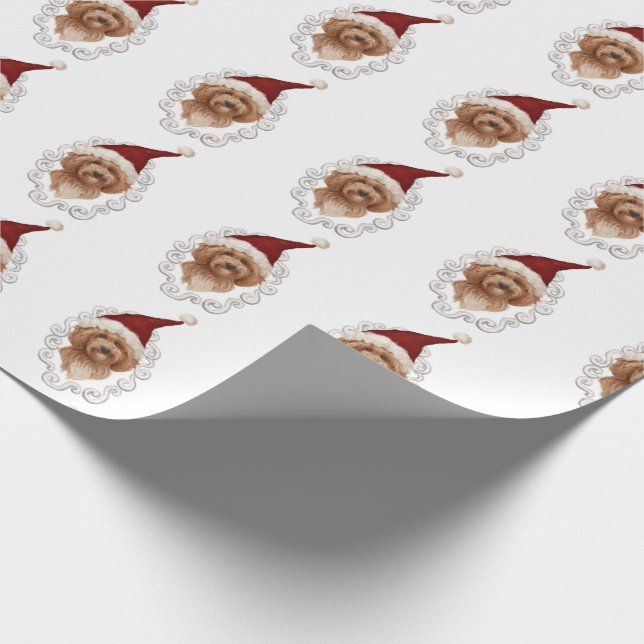 Lovely Labradoodle Dog Painting Christmas Wrapping Paper (Corner)
