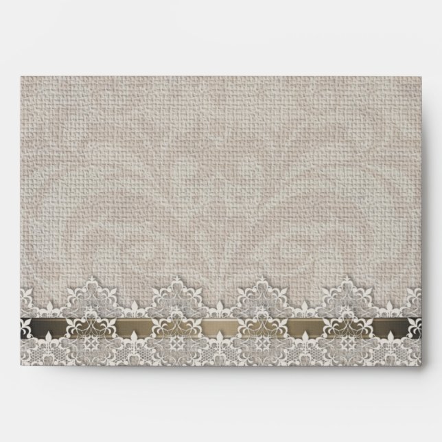 Lovely Lace & Burlap Chic Creme Envelope (Front)