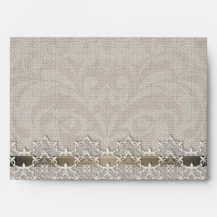 Lovely Lace & Burlap Chic Creme Envelope