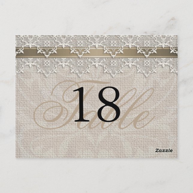 Lovely Lace & Burlap Chic Table Number PostCard (Back)