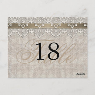 Lovely Lace & Burlap Chic Table Number PostCard
