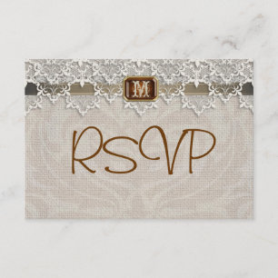 Lovely Lace & Burlap Chic Wedding Rsvp Invitation